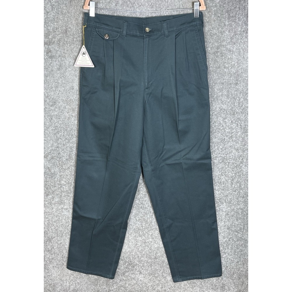 VTG Farah Double Pleated Performance Cotton Chino Pants Mens Sz 34x32 Teal New